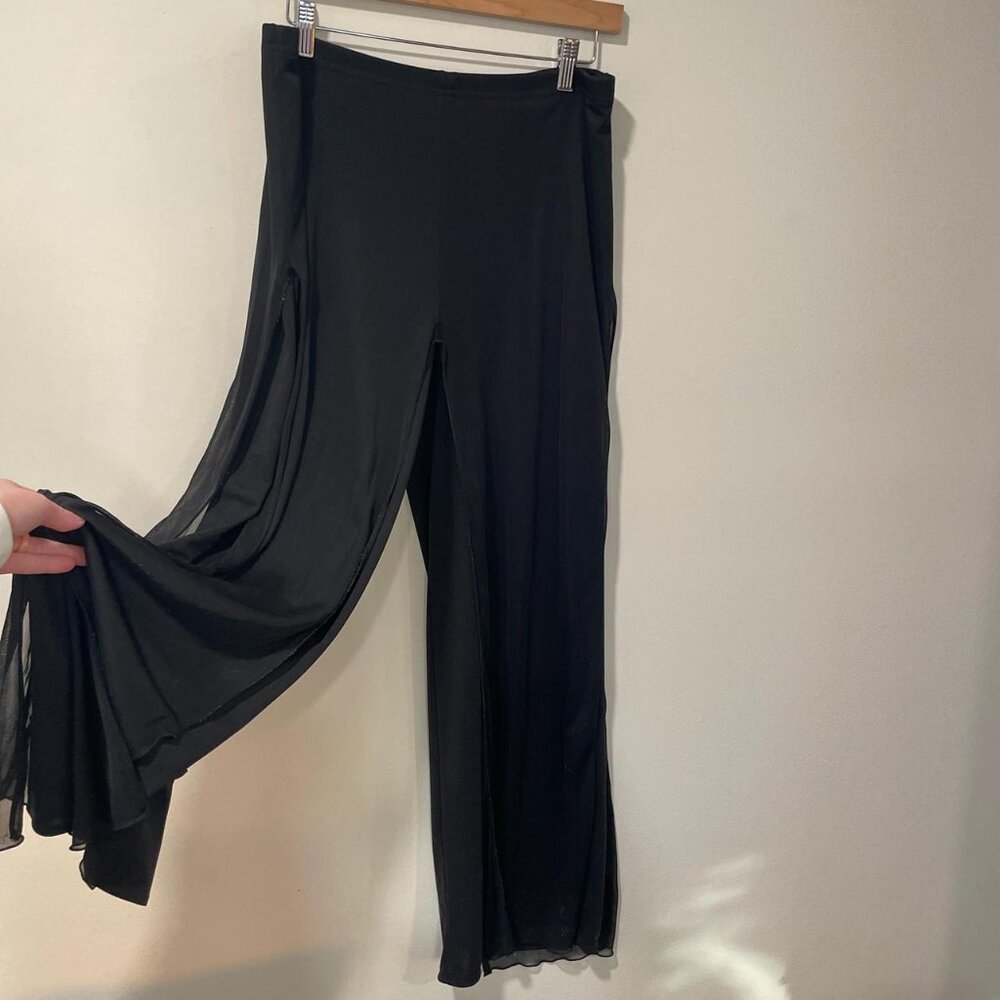 Y2K black wide leg pants with sheer slits  Size M